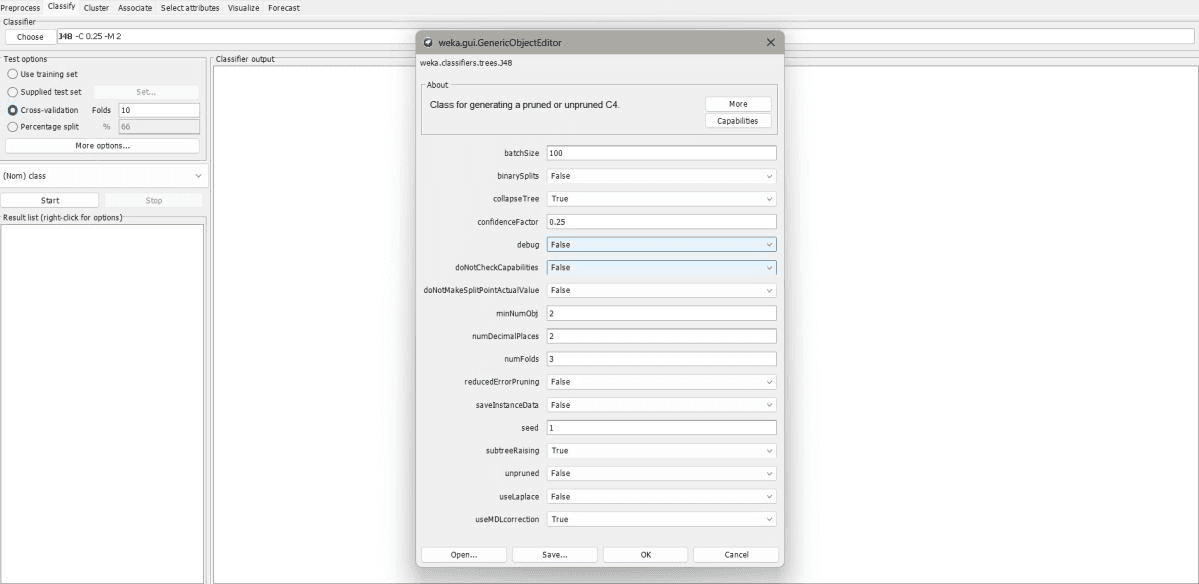 Implement Decision Tree Classifier Using J48 (C4.5) in WEKA output screenshot 2