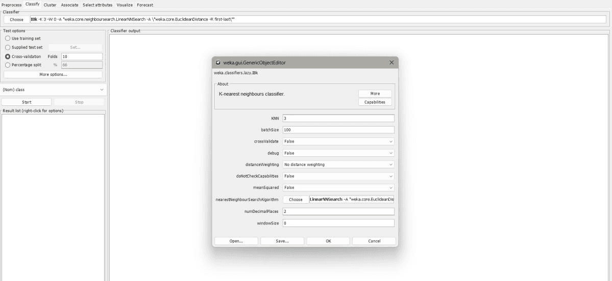K-Nearest Neighbors (K-NN) Classifier Using WEKA output screenshot 2