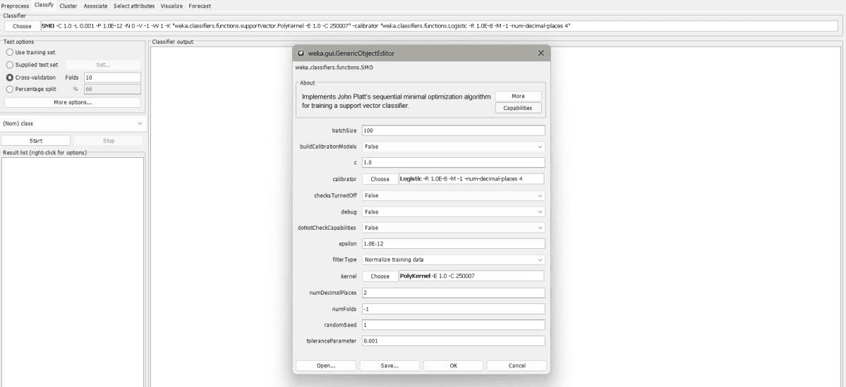 Support Vector Machine (SVM) Classifier Using WEKA output screenshot 3