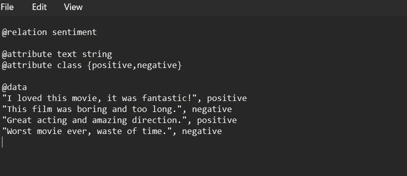 Text Mining & Sentiment Analysis Using WEKA output screenshot 1