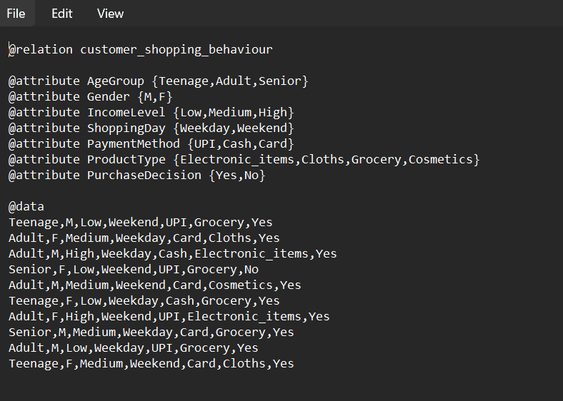 Constraint-Based Association Rule Mining in WEKA output screenshot 2